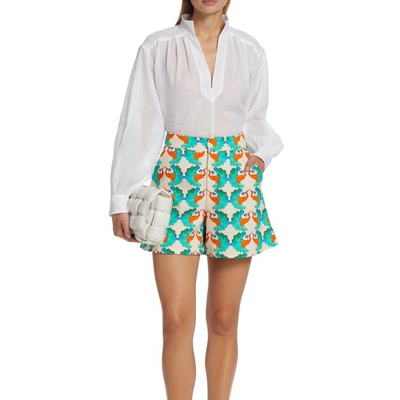 La DoubleJ Peacock-Print Good Butt Shorts - Picture 1 of 12